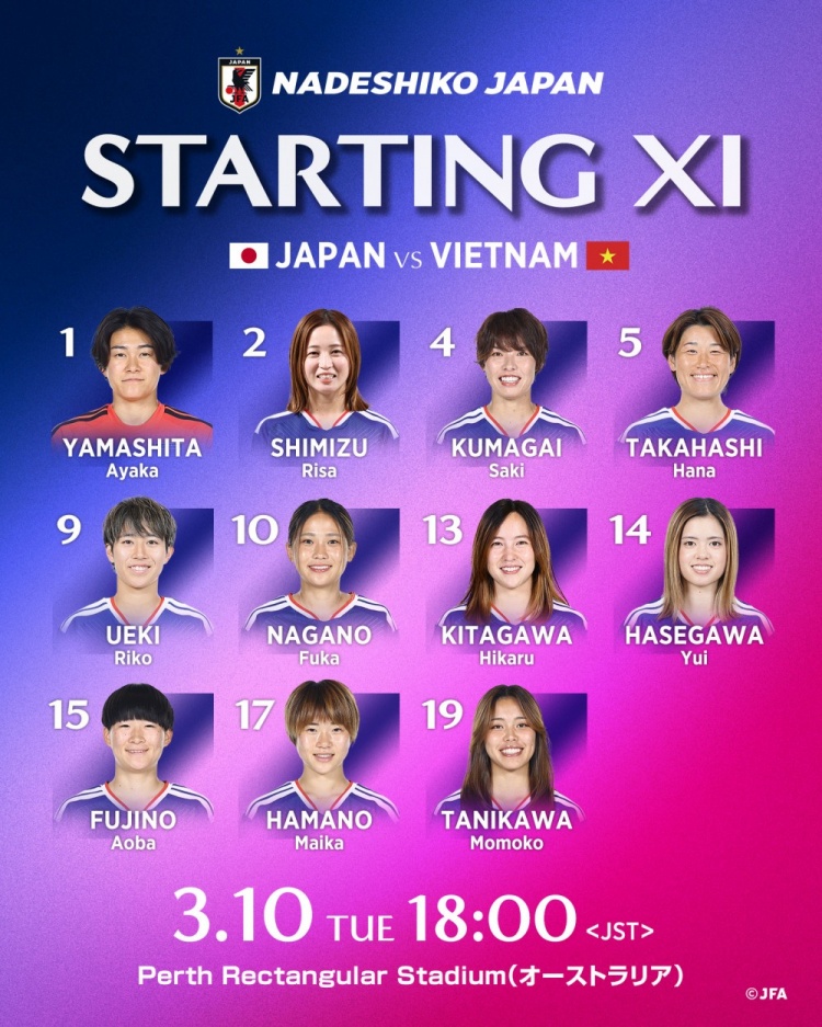 kaiyun.cn-日本女足vs越南女足首发：长谷川唯、清水梨纱、谷川萌萌子出战